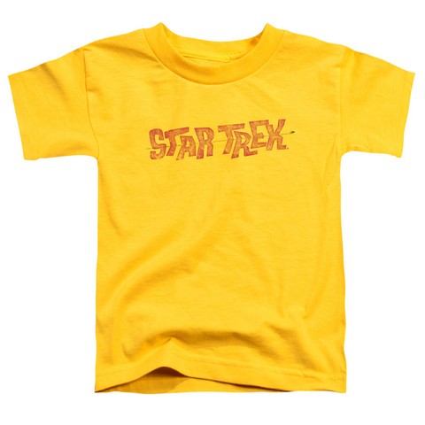 Star Trek-Distressed Comic Logo - Short Sleeve Toddler Tee - Yellow- Small 2T