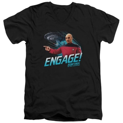 Star Trek-Engage - Short Sleeve Adult 30-1 Tee - Black- Extra Large