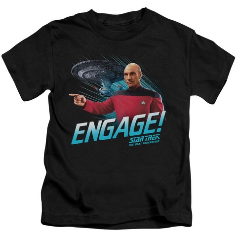Star Trek-Engage - Short Sleeve Juvenile 18-1 Tee - Black- Large 7
