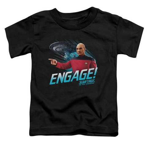 Star Trek-Engage - Short Sleeve Toddler Tee - Black- Large 4T