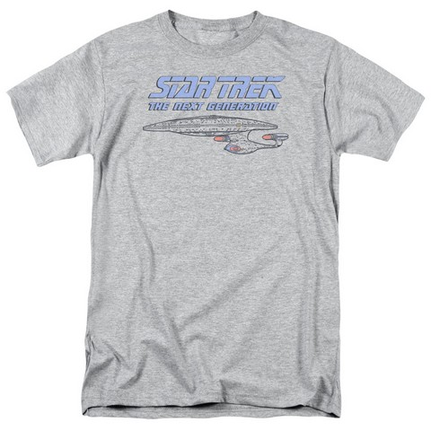 Star Trek-Distressed Tng - Short Sleeve Adult 18-1 Tee - Heather- Medium