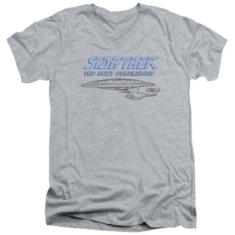 Star Trek-Distressed Tng - Short Sleeve Adult 30-1 Tee - Heather- Medium