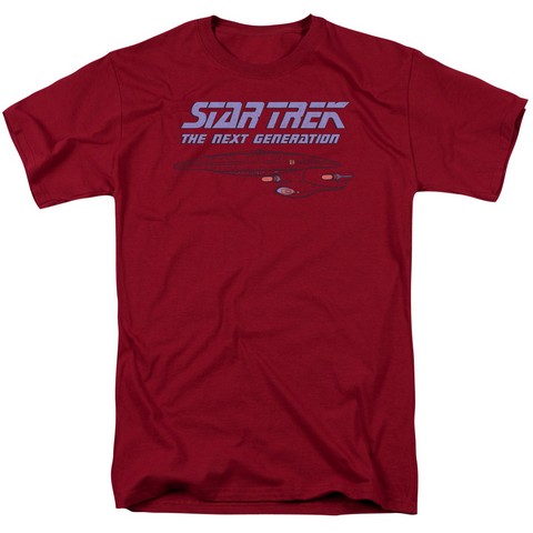 Star Trek-Distressed Tng - Short Sleeve Adult 18-1 Tee - Cardinal- Medium