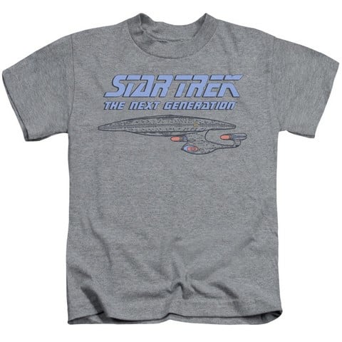 Star Trek-Distressed Tng - Short Sleeve Juvenile 18-1 Tee - Heather- Small 4