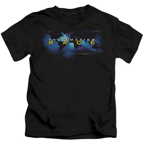 Amazing Race-Faded Globe - Short Sleeve Juvenile 18-1 Tee - Black, Medium 5-6