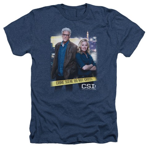 Csi-Do Not Cross - Adult Heather Tee - Navy- Small