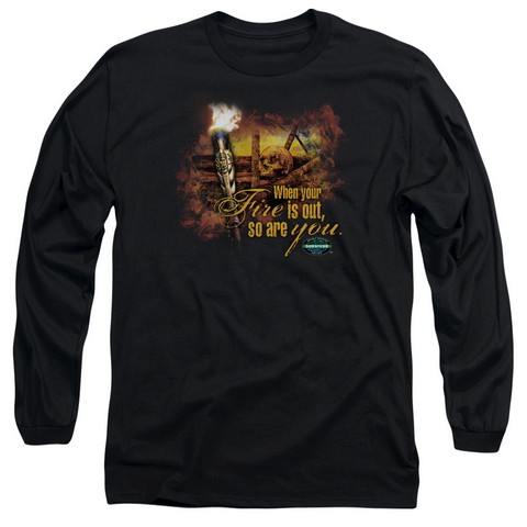 survivor-Fires Out - Long Sleeve Adult 18-1 Tee - Black- Extra Large