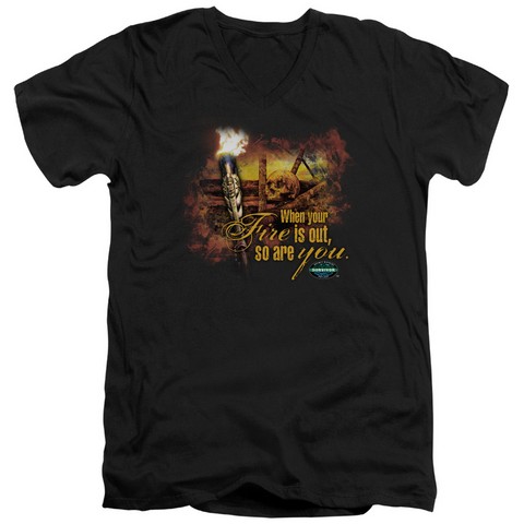 survivor-Fires Out - Short Sleeve Adult 30-1 Tee - Black- 2X