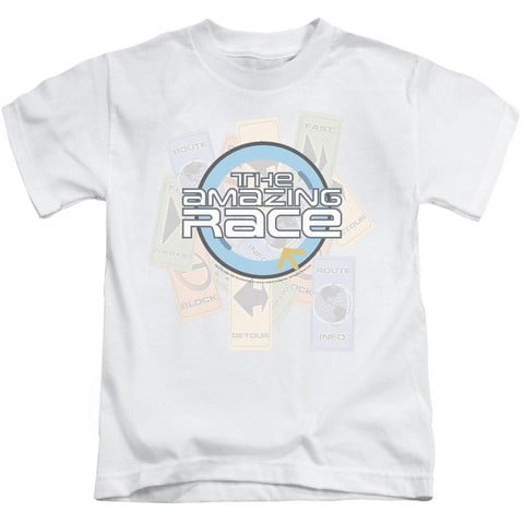 Amazing Race-The Race - Short Sleeve Juvenile 18-1 Tee - White- Medium 5-6