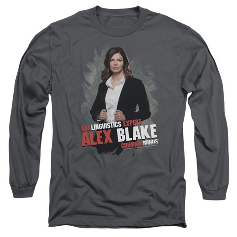 Criminal Minds-Alex Blake - Long Sleeve Adult 18-1 Tee - Charcoal- Small