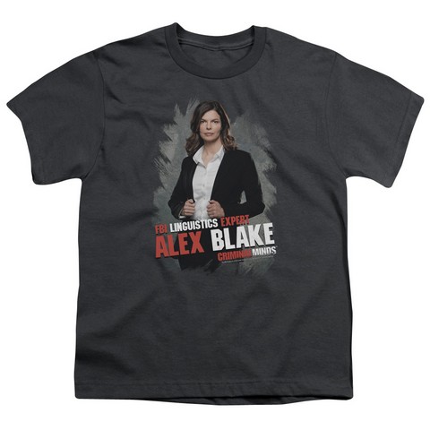 Criminal Minds-Alex Blake - Short Sleeve Youth 18-1 Tee - Charcoal- Medium