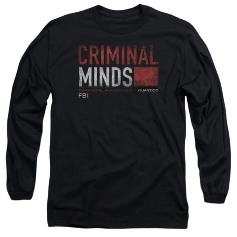 Criminal Minds-Title Card - Long Sleeve Adult 18-1 Tee - Black- Medium