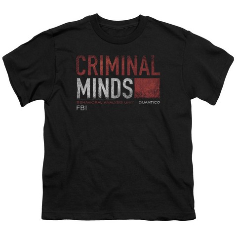 Criminal Minds-Title Card - Short Sleeve Youth 18-1 Tee - Black- Small