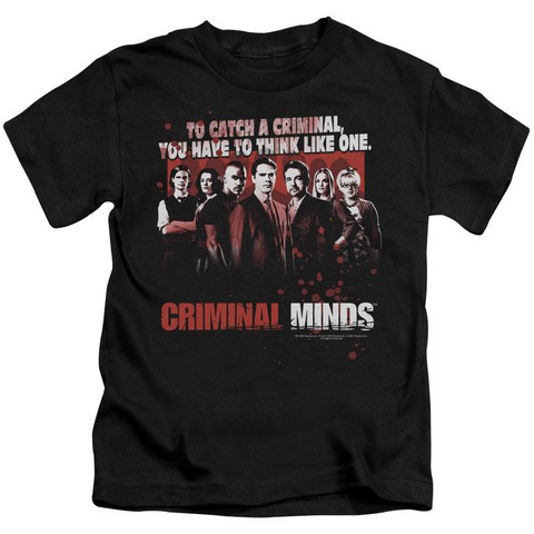 Criminal Minds-Think Like One - Short Sleeve Juvenile 18-1 Tee - Black- Medium 5-6