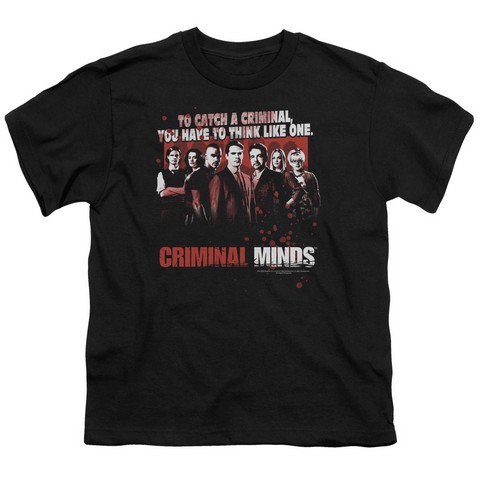 Criminal Minds-Think Like One - Short Sleeve Youth 18-1 Tee - Black- Extra Large
