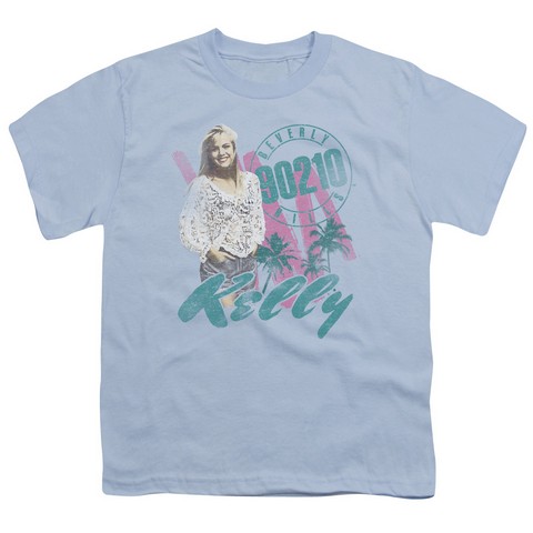 90210-Kelly Vintage - Short Sleeve Youth 18-1 Tee - Light Blue- Medium
