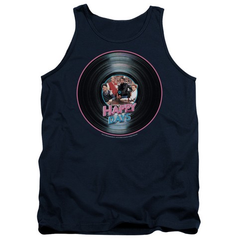 Happy Days-On The Record - Adult Tank Top - Navy- Medium