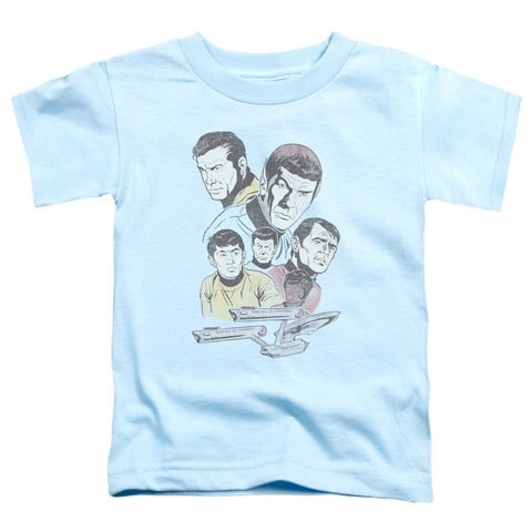 Star Trek-Retro Crew - Short Sleeve Toddler Tee - Light Blue- Medium 3T