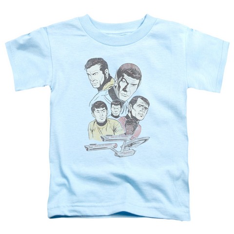 Star Trek-Retro Crew - Short Sleeve Toddler Tee - Light Blue- Large 4T