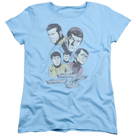 Star Trek-Retro Crew - Short Sleeve Womens Tee - Light Blue- Medium -  NewGroove, NE3225120