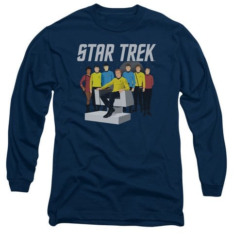 Star Trek-Vector Crew - Long Sleeve Adult 18-1 Tee - Navy- Large