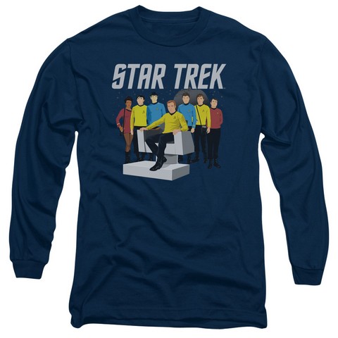 Star Trek-Vector Crew - Long Sleeve Adult 18-1 Tee - Navy- Extra Large