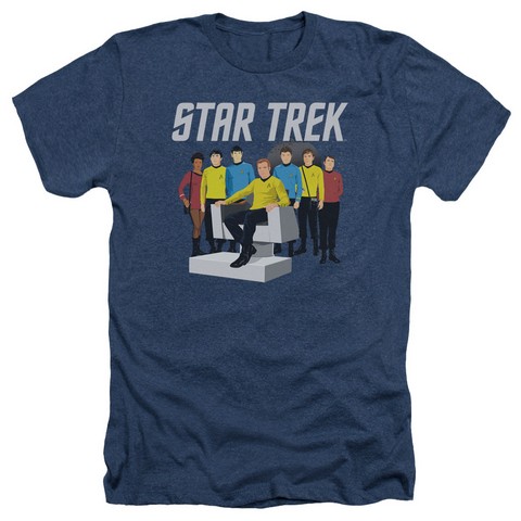 Star Trek-Vector Crew - Adult Heather Tee - Navy- Extra Large