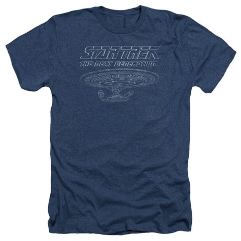 ST-TNG Enterprise - Adult Heather Tee - Navy- Extra Large