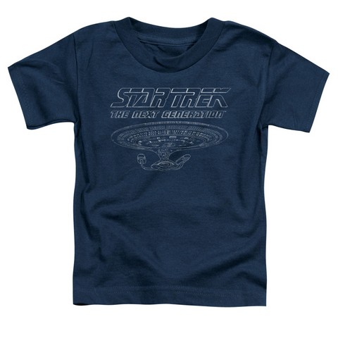 Star Trek-Tng Enterprise - Short Sleeve Toddler Tee - Navy- Medium 3T