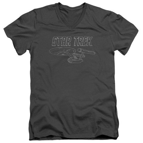 Star Trek-Tos Enterprise - Short Sleeve Adult 30-1 Tee - Charcoal, Medium