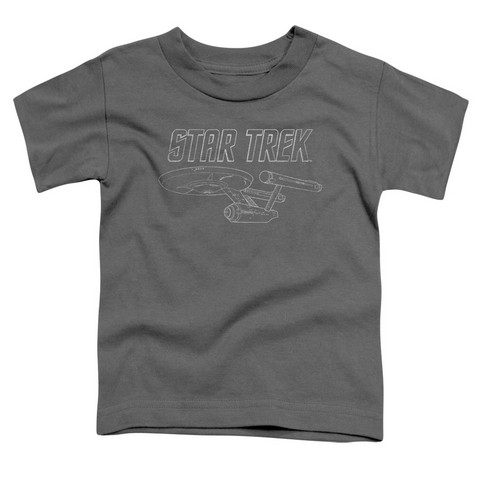 Star Trek-Tos Enterprise - Short Sleeve Toddler Tee - Charcoal- Medium 3T