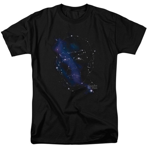 Star Trek-Spock Constellations - Short Sleeve Adult 18-1 Tee - Black- Small