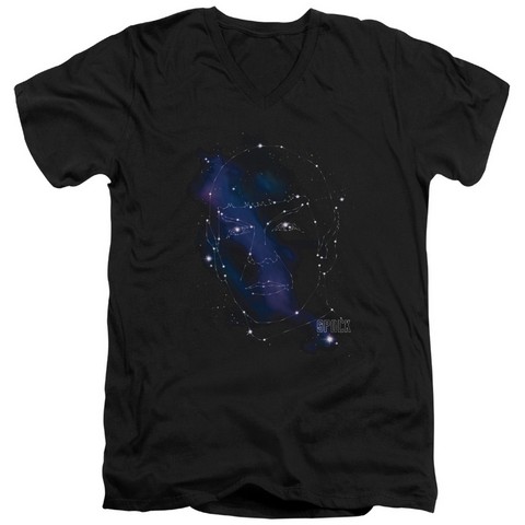 Star Trek-Spock Constellations - Short Sleeve Adult 30-1 Tee - Black- Large