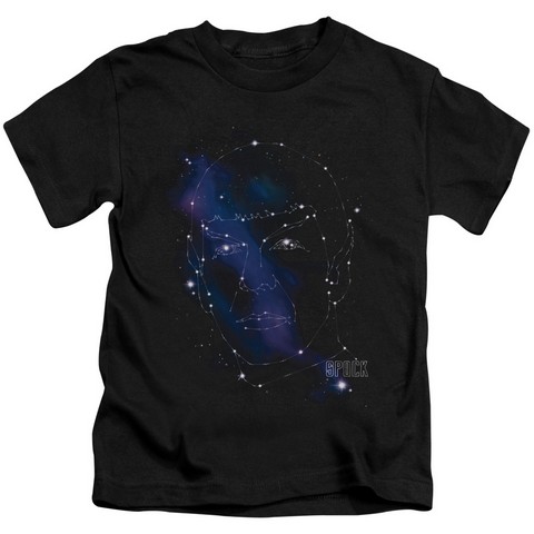 Star Trek-Spock Constellations - Short Sleeve Juvenile 18-1 Tee - Black- Medium 5-6