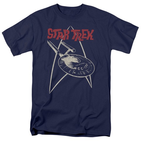 Star Trek-Ship Symbol - Short Sleeve Adult 18-1 Tee - Navy- Medium