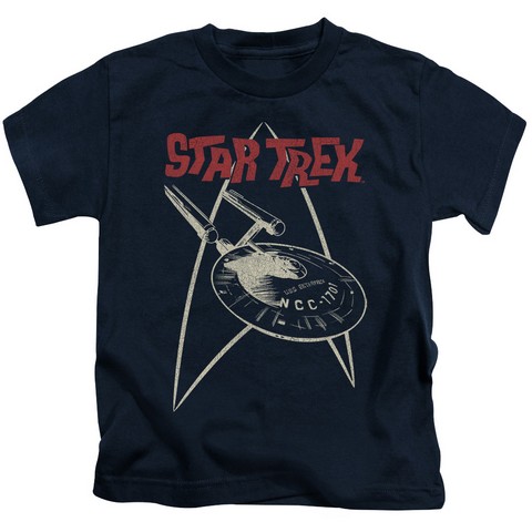 Star Trek-Ship Symbol - Short Sleeve Juvenile 18-1 Tee - Navy- Small 4