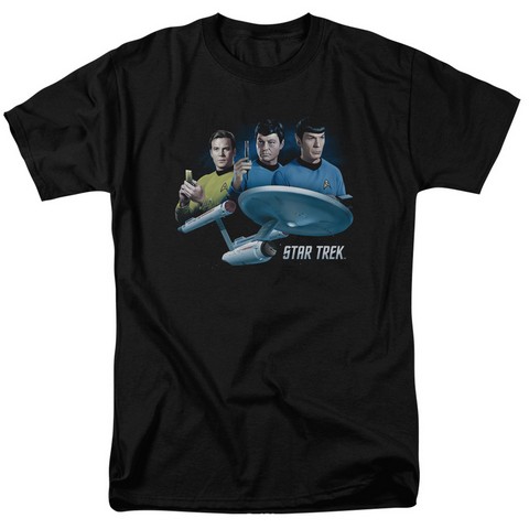 Star Trek-Main Three - Short Sleeve Adult 18-1 Tee - Black- Extra Large