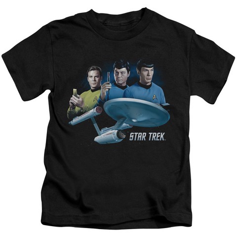 Star Trek-Main Three - Short Sleeve Juvenile 18-1 Tee - Black- Small 4
