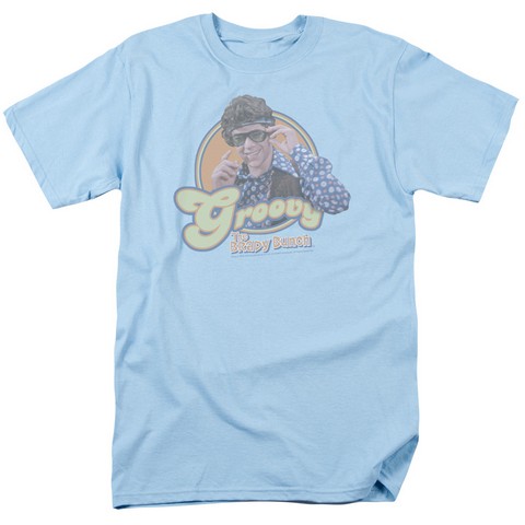 Brady Bunch-Groovy Greg - Short Sleeve Adult 18-1 Tee - Light Blue- Small