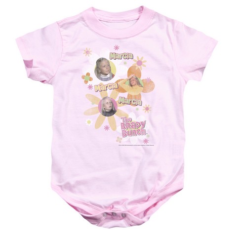 Brady Bunch-Marcia Marcia Marcia - Infant Snapsuit - Pink- Medium 12 Mos