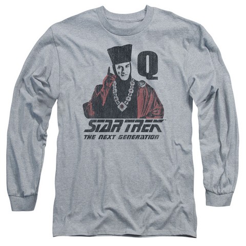 Star Trek-Q Point - Long Sleeve Adult 18-1 Tee - Athletic Heather- Medium