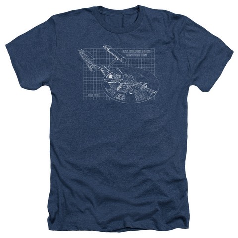 Star Trek-Enterprise Prints - Adult Heather Tee - Navy- Medium -  NewGroove, NE3215047