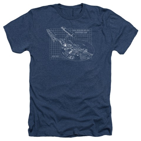Star Trek-Enterprise Prints - Adult Heather Tee - Navy- Large