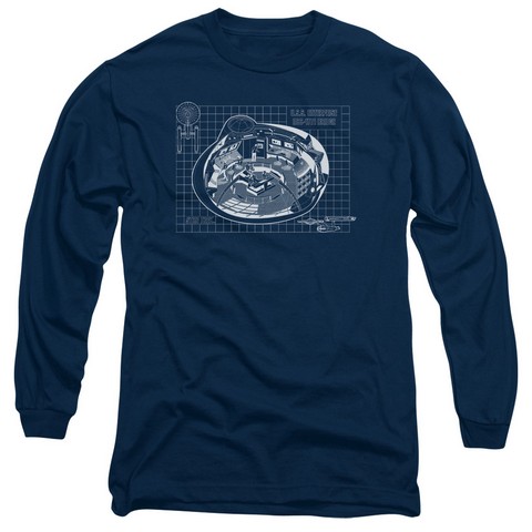 Star Trek-Bridge Prints - Long Sleeve Adult 18-1 Tee - Navy- 2X