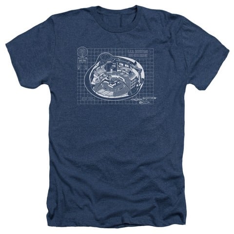 Star Trek-Bridge Prints - Adult Heather Tee - Navy- Medium -  NewGroove, NE3217808