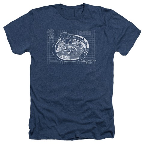 Star Trek-Bridge Prints - Adult Heather Tee - Navy- 2X