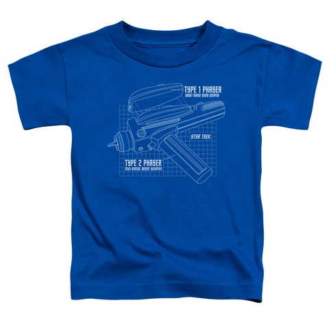 Star Trek-Phaser Plans - Short Sleeve Toddler Tee - Royal Blue- Medium 3T