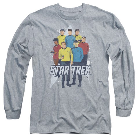 Star Trek-Here Here - Long Sleeve Adult 18-1 Tee - Athletic Heather- Extra Large