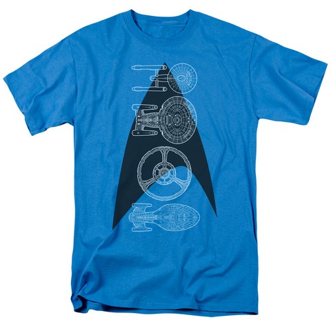 Star Trek-Line Of Ships 18-1 Tee - Turquoise- 3X