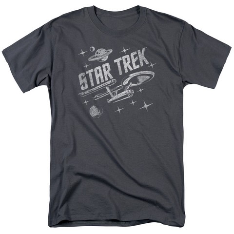Star Trek-Through Space - Short Sleeve Adult 18-1 Tee - Charcoal- Medium